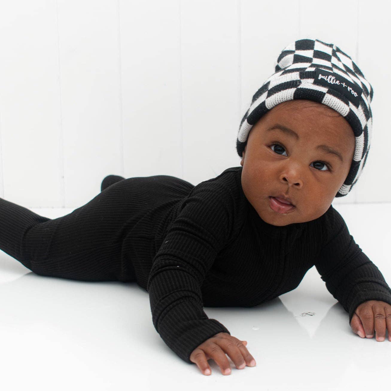 ZIP ROMPER - Midnight Ribbed: 3/6m