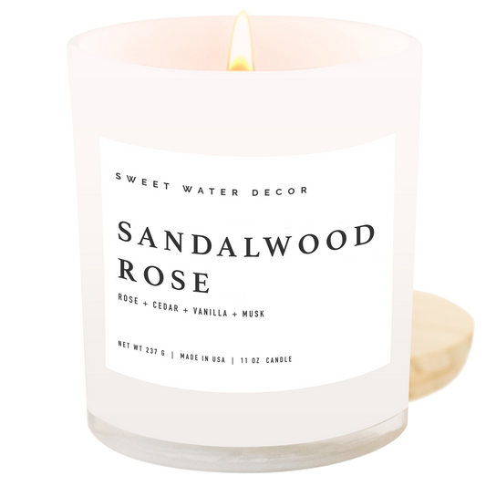 Sandalwood Rose 11 oz Soy Candle - Home Decor & Gifts