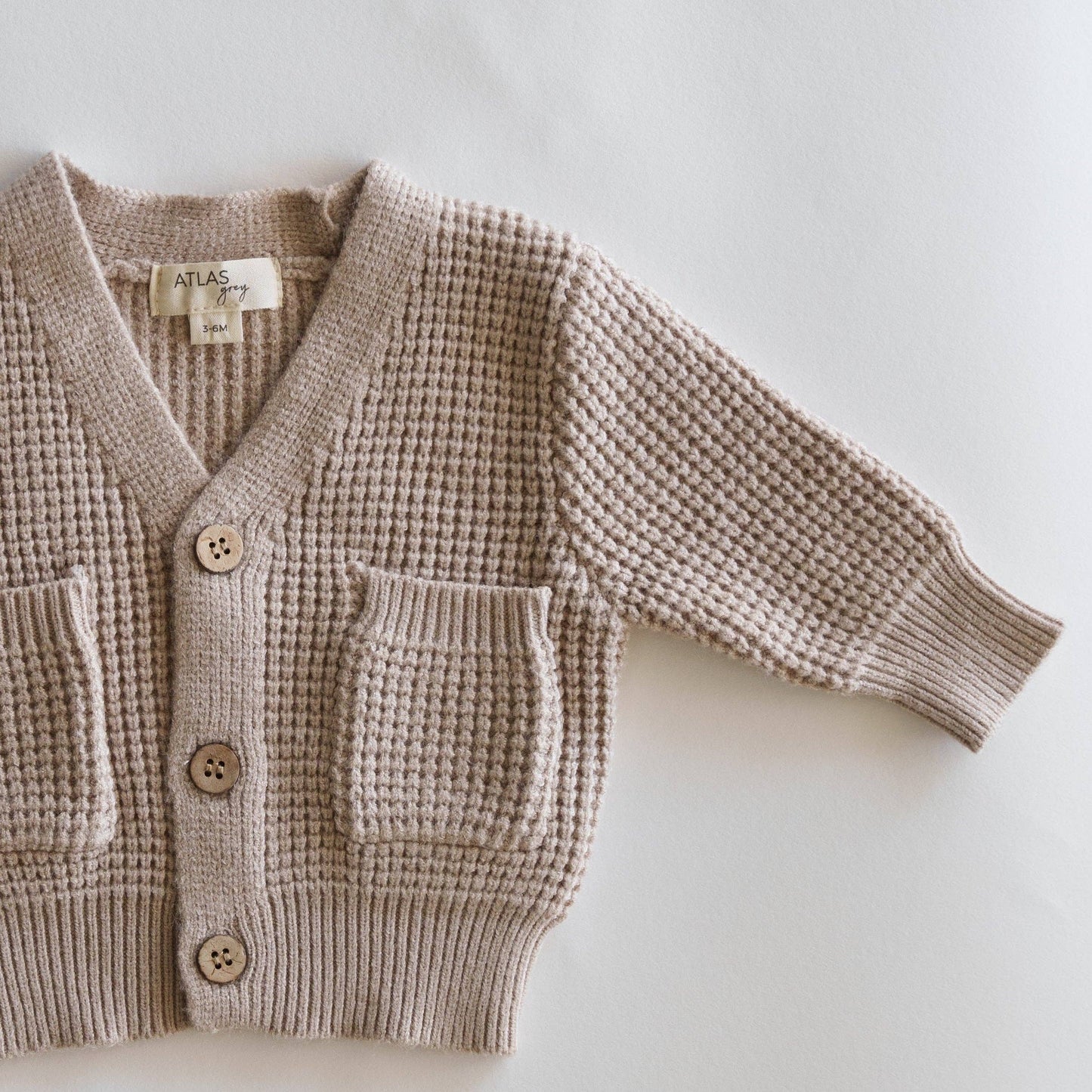 Knit Pocket Cardigan: Oak / 4-5T
