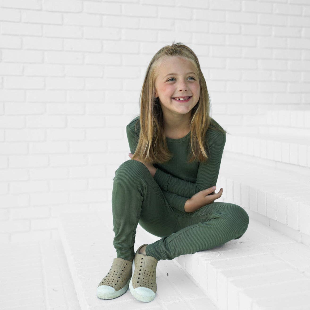 LONG SLEEVE 2 PIECE SETS- Moss Ribbed: 3T