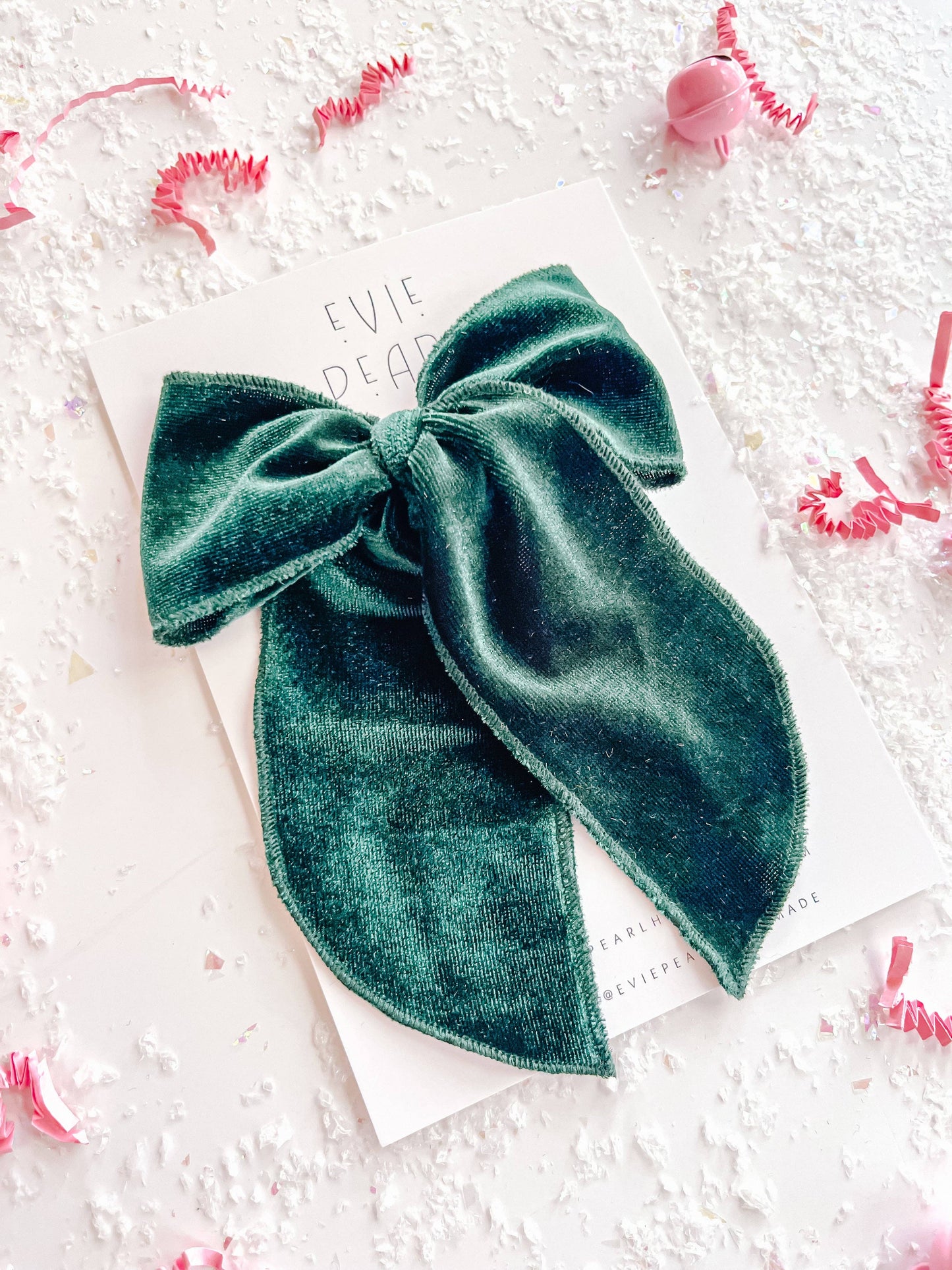 Green Velvet Oversized Bow