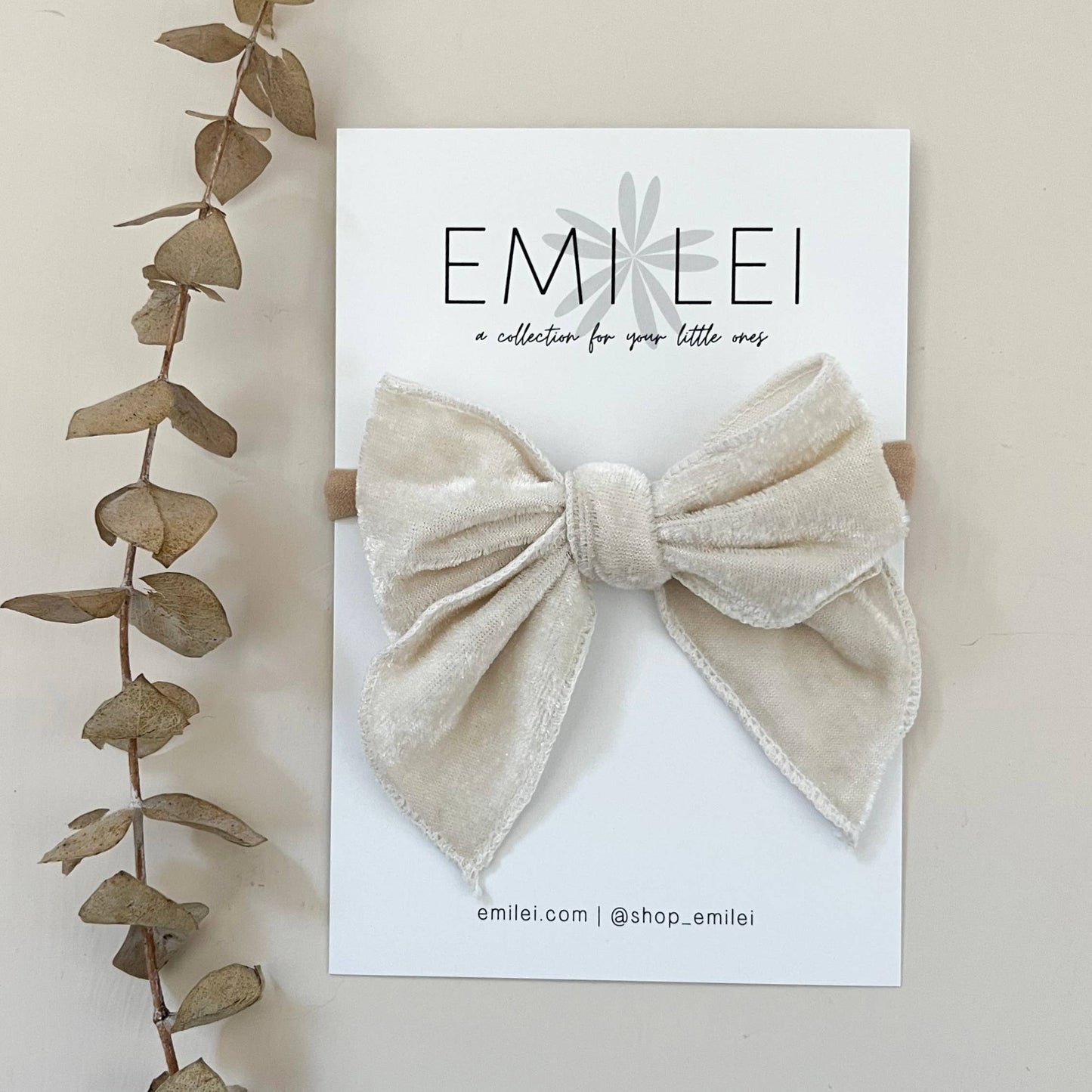 Velvet Fable Bow Headband - Ivory