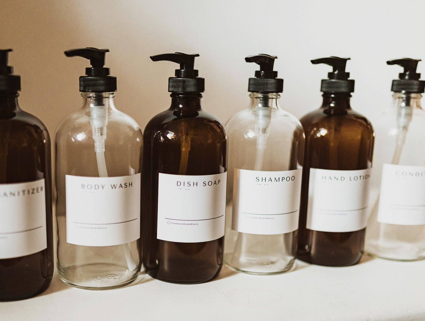GLASS DISPENSERS 16OZ: Amber - Conditioner