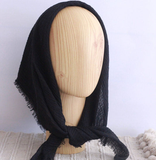 Gauze- Single Lightweight Square Scarf! Pick color and size.: Black / 24