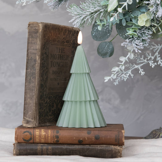 7" GREEN 3D FLAME TREE CANDLE