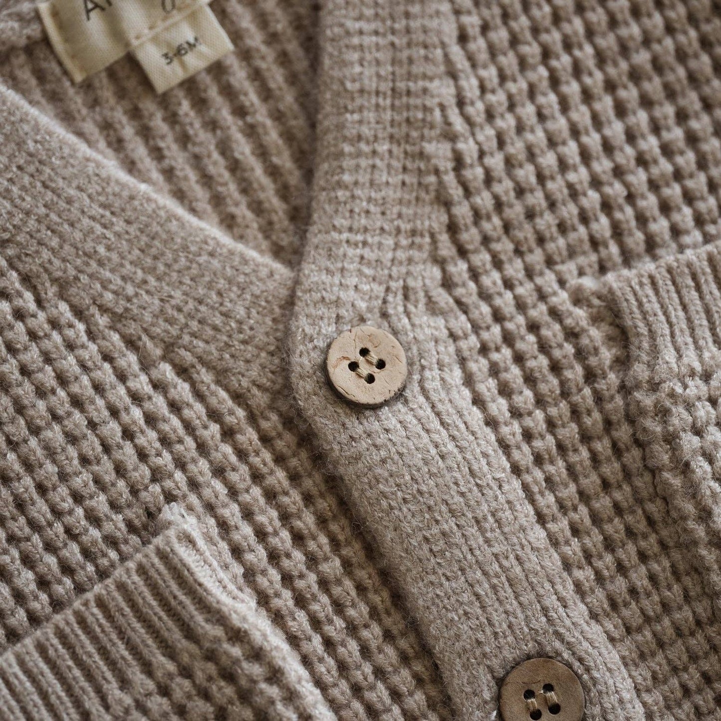 Knit Pocket Cardigan: Oak / 4-5T
